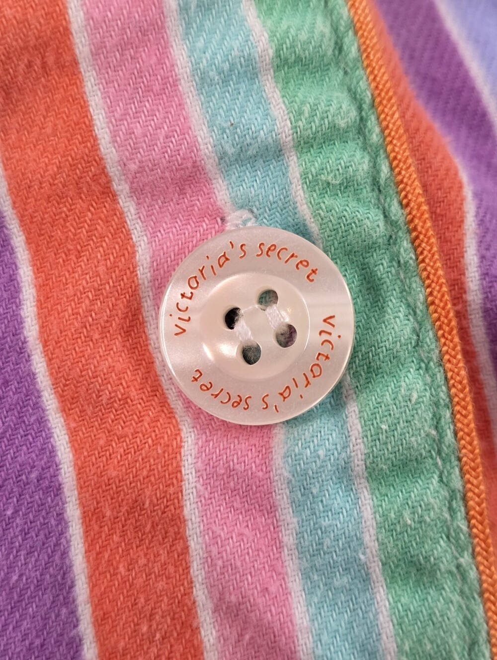 Victoria’s Secret Rainbow Stripe Cotton Pajama Set Small Vintage Y2K Loungewear - Picture 4 of 16